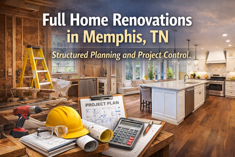 Full home renovations in Memphis, TN require defined scope development, disciplined scheduling, and compliance-driven oversight. Residential remodeling projects often involve structural adjustments, mechanical upgrades, interior reconfiguration, and exterior improvements that must be coordinated under Tennessee licensing standards. Lawrence and Lawrence General Contractors, LLC performs full home renovations with documented project controls and inspection-based sequencing. Renovation projects are managed from initial evaluation through final approval with structured coordination across all required trades.