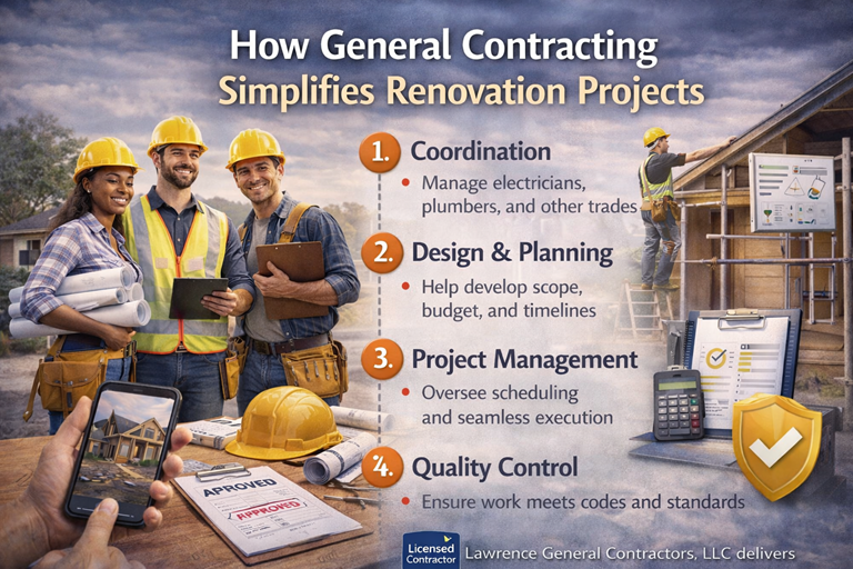General contracting services in Memphis, TN showing coordinated renovation process with trade management and quality control.