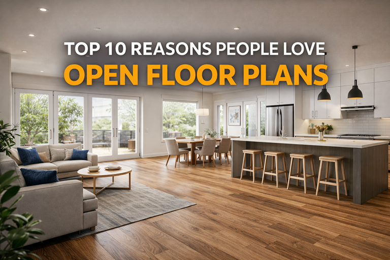 Modern open floor plan combining kitchen, dining, and living areas in a bright residential interior