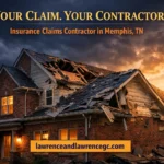 A storm-damaged Memphis, TN residential home exterior showing roof and siding damage managed by a licensed insurance claims contractor Memphis TN — lawrenceandlawrencegc.com